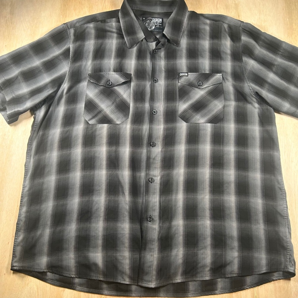 Dixxon Flannel Co The Cruz Bamboo Short Sleeve Plaid Shirt Mens 4X Black Grey
